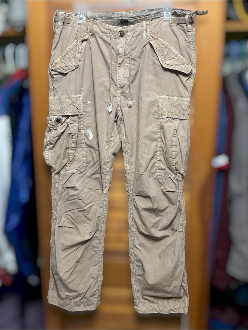 Polo Ralph Lauren Paratrooper Military Cargo Pants Paint Splatter Utility 34x30